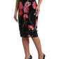 Dolce & Gabbana Black Carnation Pencil Cut Knee Length Skirt