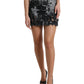 Dolce & Gabbana Black Gray Lace Cotton High Waist Denim Mini Skirt