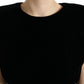 Dolce & Gabbana Black Velvet Fitted Padded Shoulder Blouse Top