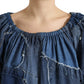 Dolce & Gabbana Blue Patchwork Short Sleeves Denim Blouse Top