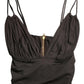 Dolce & Gabbana Brown Viscose Plunging V-neck Cropped Tank Top