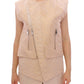 Zeyneptosun Beige brocade sleeveless jacket