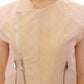Zeyneptosun Beige brocade sleeveless jacket