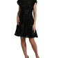 Dolce & Gabbana Black Floral Lace Cotton A-line Mini Dress