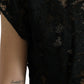 Dolce & Gabbana Black Floral Lace Cotton A-line Mini Dress