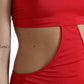 Dolce & Gabbana Red Cutout Nylon Sheath Sleeveless Mini Dress