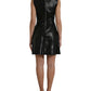 Valentino Shiny Black Nylon Cut Out A-line Mini Dress