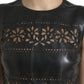 Valentino Shiny Black Nylon Cut Out A-line Mini Dress
