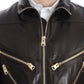 Dolce & Gabbana Brown Lambskin Leather Zipper Jacket
