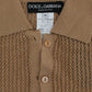 Dolce & Gabbana Beige Knitted Cotton Polo Cardigan Sweater