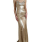 Dolce & Gabbana Metallic Gold Crystal Embellished Gown Dress