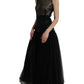 Dolce & Gabbana Black Sequined Sleeveless Mesh Layered Gown Dress