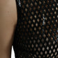 Dolce & Gabbana Black Sequined Sleeveless Mesh Layered Gown Dress