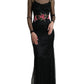 Dolce & Gabbana Black Floral Embroidery Mesh Tulle Gown Dress
