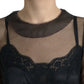 Dolce & Gabbana Black Floral Embroidery Mesh Tulle Gown Dress