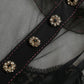 Dolce & Gabbana Black Floral Embroidery Mesh Tulle Gown Dress