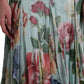 Dolce & Gabbana Blue Floral Print Tiered Long Maxi Dress