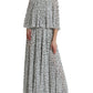 Dolce & Gabbana White Polka Dot A-line Pleated Maxi Dress