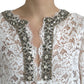 Dolce & Gabbana White Lace Crystal Embellished Shift Dress