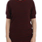 Dolce & Gabbana Red Gray Cashmere Short Sleeve Sweater