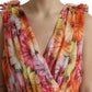 Dolce & Gabbana Multicolor Sunflower Print Silk Midi Dress