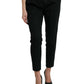 Dolce & Gabbana Black Wool High Waist Cropped Tapered Pants