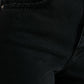 Dolce & Gabbana Black Cotton High Waist Tattered Denim Jeans