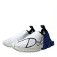 Dolce & Gabbana White Blue Sorrento Low Top Men Casual Sneakers Shoes