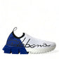 Dolce & Gabbana White Blue Sorrento Low Top Men Casual Sneakers Shoes