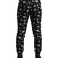Dolce & Gabbana Black Ring Silk Jogging Trousers Pants