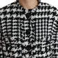 Dolce & Gabbana Black White Houndstooth Trench Coat Jacket