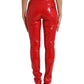 Dolce & Gabbana Shiny Red High Waist Skinny Pants