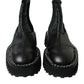 Dolce & Gabbana Black Leather Slip On Stretch Chelsea Boots Shoes