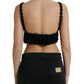 Dolce & Gabbana Black Cotton Bustier Cropped Crochet Tank Top