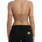 Dolce & Gabbana Brown Nylon Stretch Open Shoulder Cropped Top