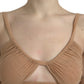 Dolce & Gabbana Brown Nylon Stretch Open Shoulder Cropped Top