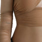 Dolce & Gabbana Brown Nylon Stretch Open Shoulder Cropped Top