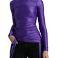 Dolce & Gabbana Purple Nylon Stretch Slim Long Sleeves Top