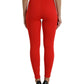 Dolce & Gabbana Red Nylon Stretch Slim Leggings Pants