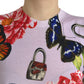 Dolce & Gabbana Multicolor Floral Padlock Butterfly Tank Top