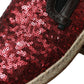 Dolce & Gabbana Red Sequined Loafers Slippers Men Shoes