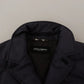 Dolce & Gabbana Blue Silk Goat Coat Blouson Winter Jacket