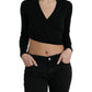 Dolce & Gabbana Black Wool V-neck Crossed Cardigan Sweater