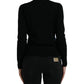 Dolce & Gabbana Black Bird Wool Long Sleeve Cardigan Sweater