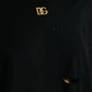Dolce & Gabbana Black Cotton Lace Up Logo Round Neck Tank Top