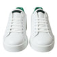 Dolce & Gabbana White Green Leather Portofino Sneakers Shoes