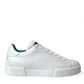 Dolce & Gabbana White Green Leather Portofino Sneakers Shoes