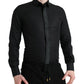 Dolce & Gabbana Black Cotton Logo Formal GOLD Dress Shirt