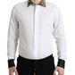 Dolce & Gabbana White Cotton Jacquard Formal GOLD Dress Shirt
