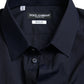 Dolce & Gabbana Navy Blue Slim Fit Formal GOLD Dress Shirt